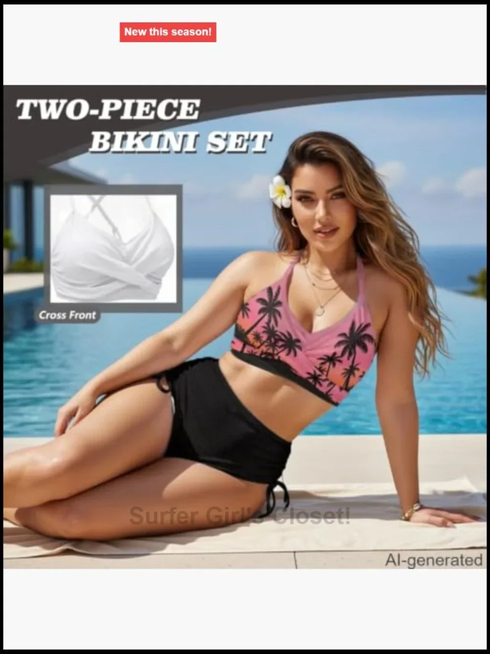 His & Hers Hawaiian Matching Swim Set Tummy Control Bikini & Quick Dry Trunks